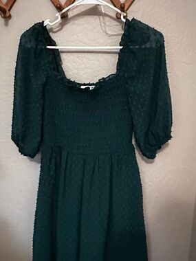 Mimi Chica Dark Green Dress with Tassel Detail